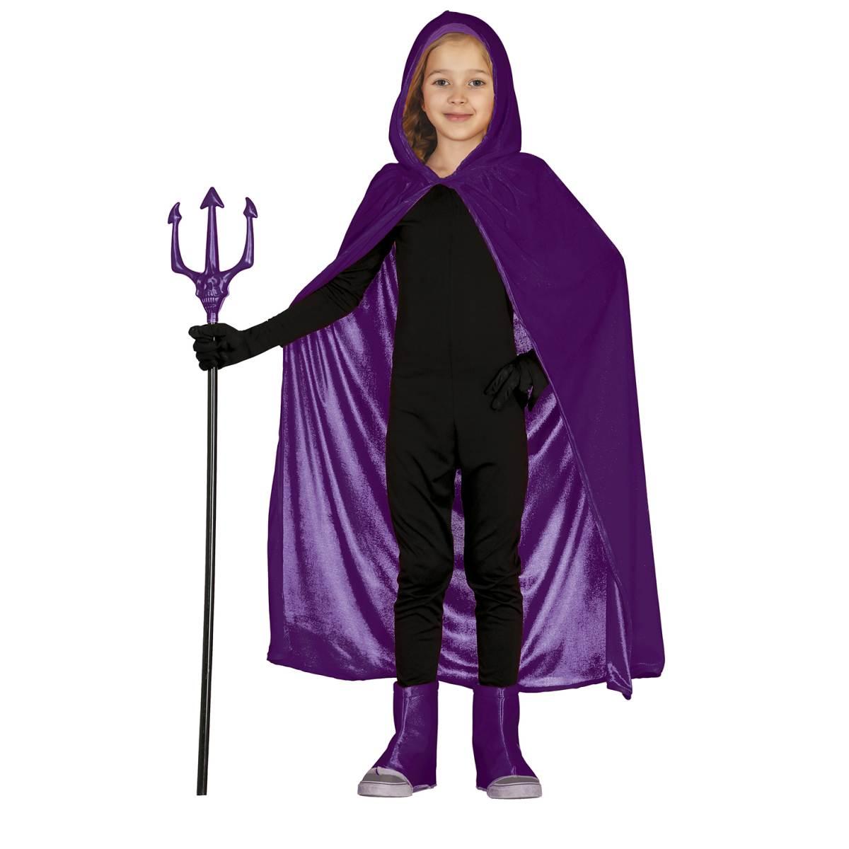 Mantello velluto viola cappuccio