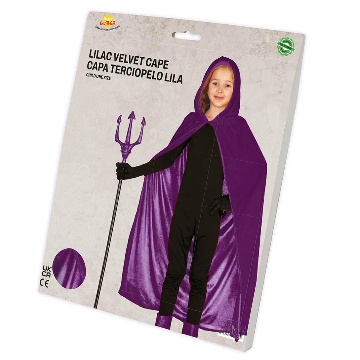 Mantello velluto viola cappuccio
