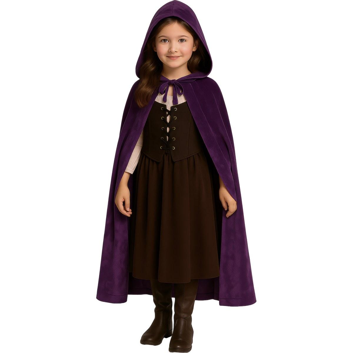 Mantello velluto viola cappuccio