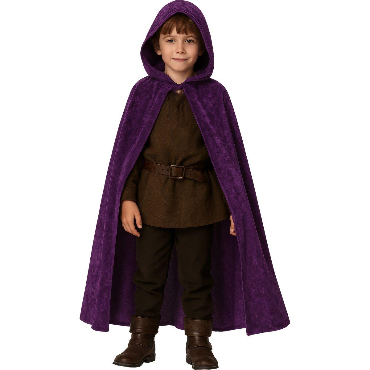 Mantello velluto viola cappuccio