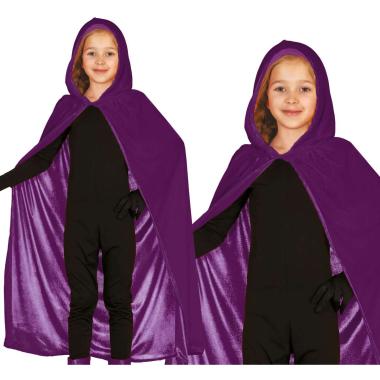 Mantello velluto viola cappuccio