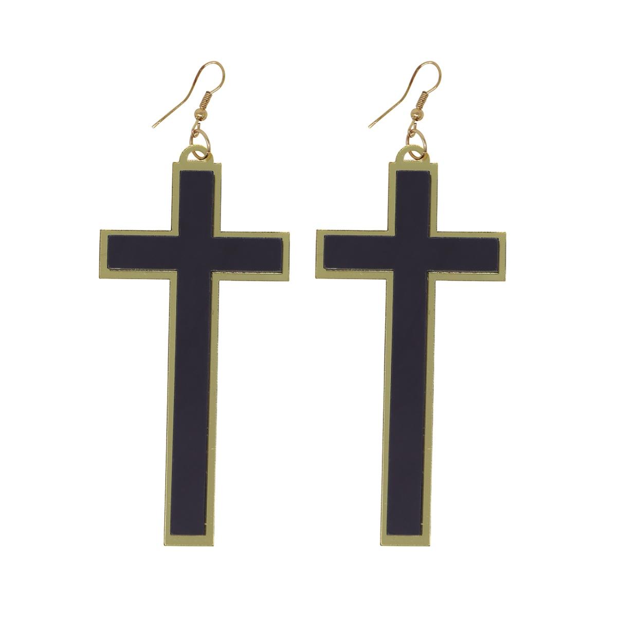 Orecchini croce nera oro