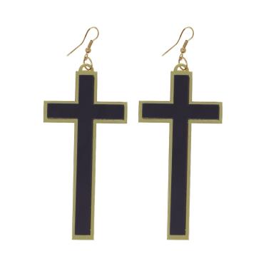 Orecchini croce nera oro