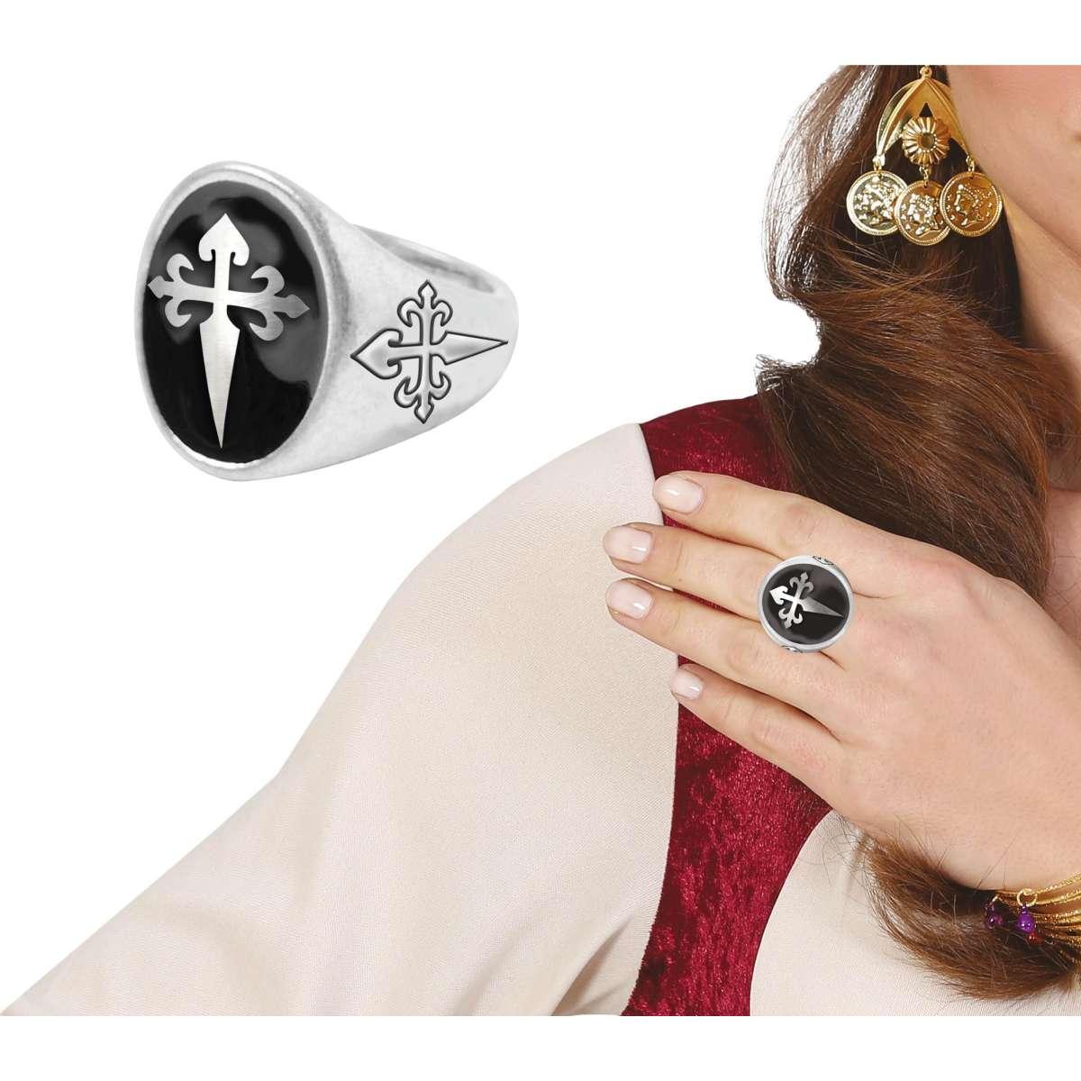 Anello metallo argento croce