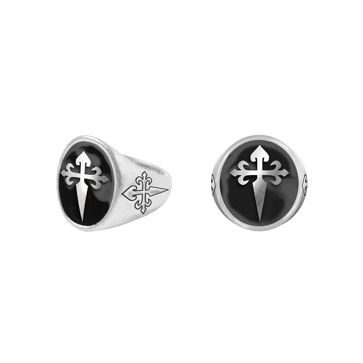 Anello metallo argento croce