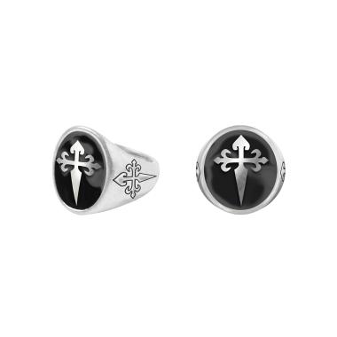 Anello metallo argento croce