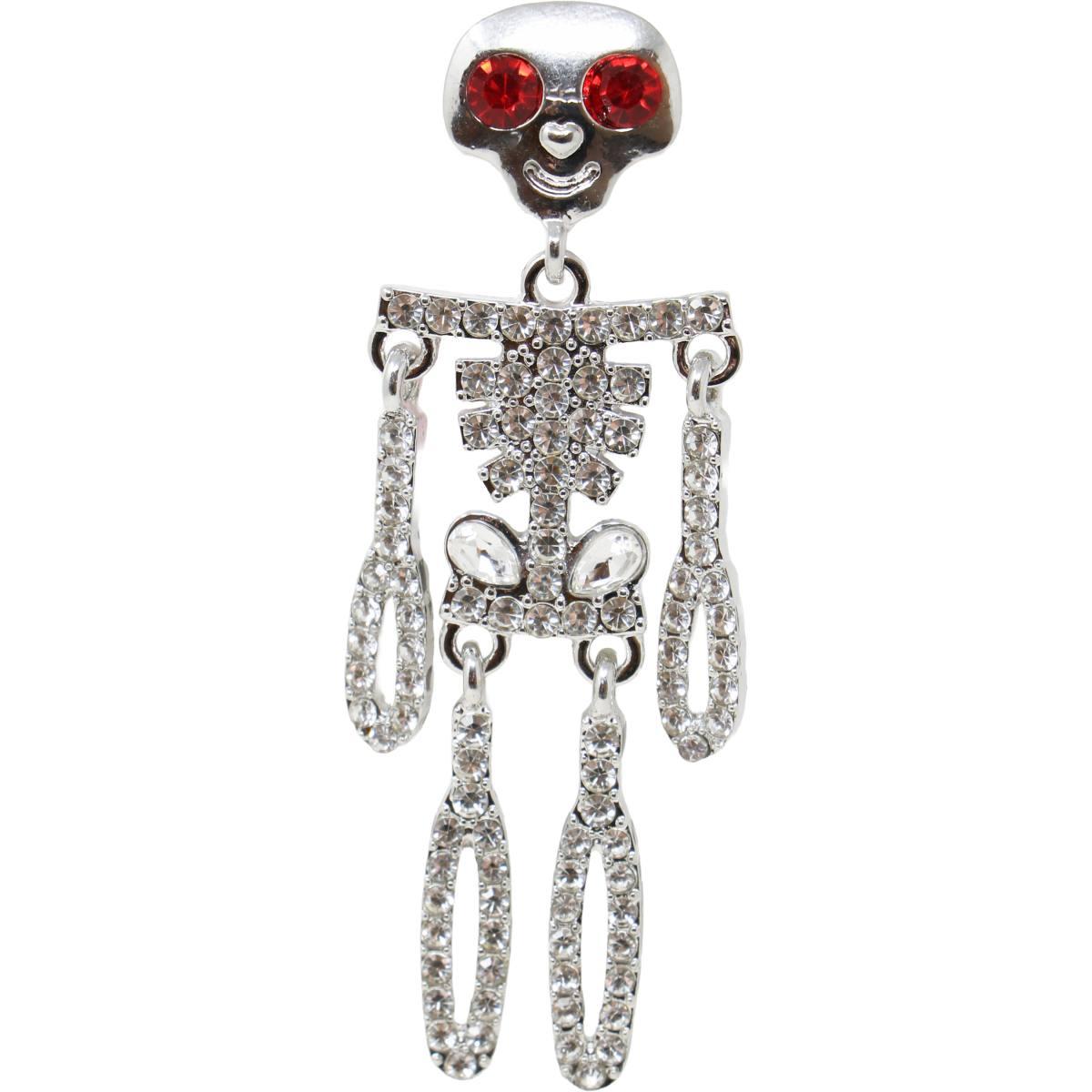 Orecchini scheletro metallo argento occhi