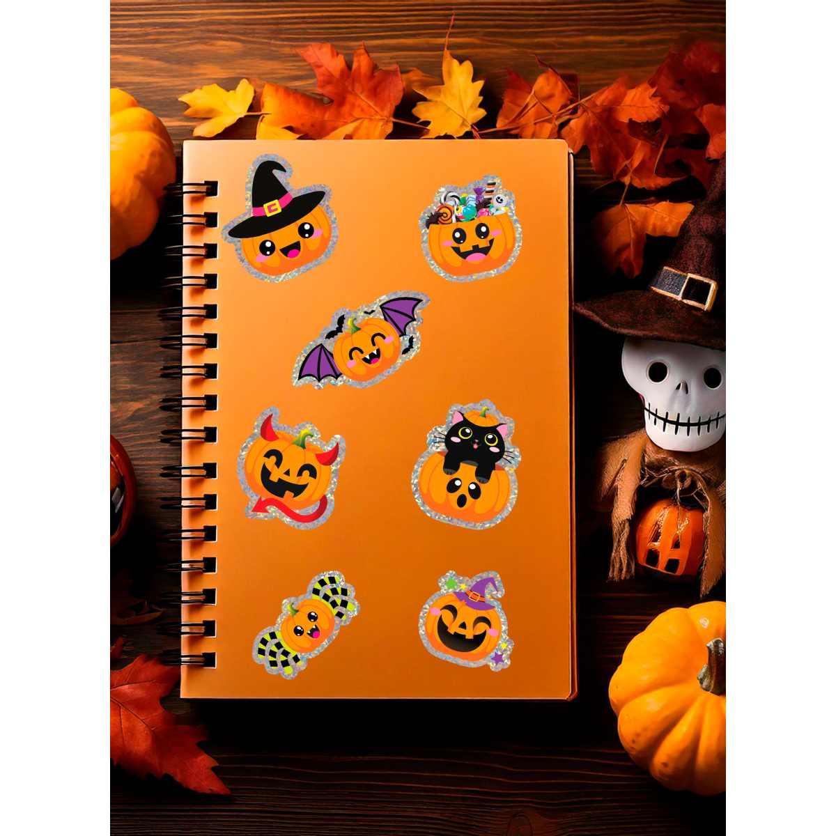 Stickers halloween zucche olografiche Set 8 pz