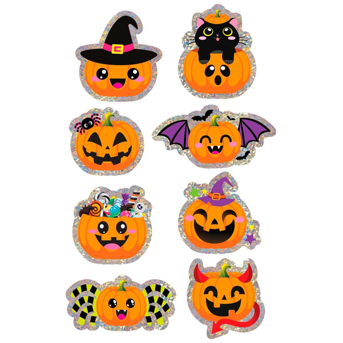 Stickers halloween zucche olografiche Set 8 pz
