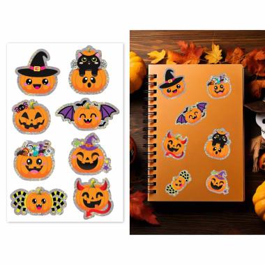 Stickers halloween zucche olografiche Set 8 pz