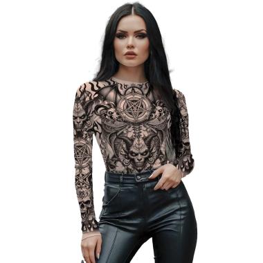 Maglia nera effetto tatuaggi