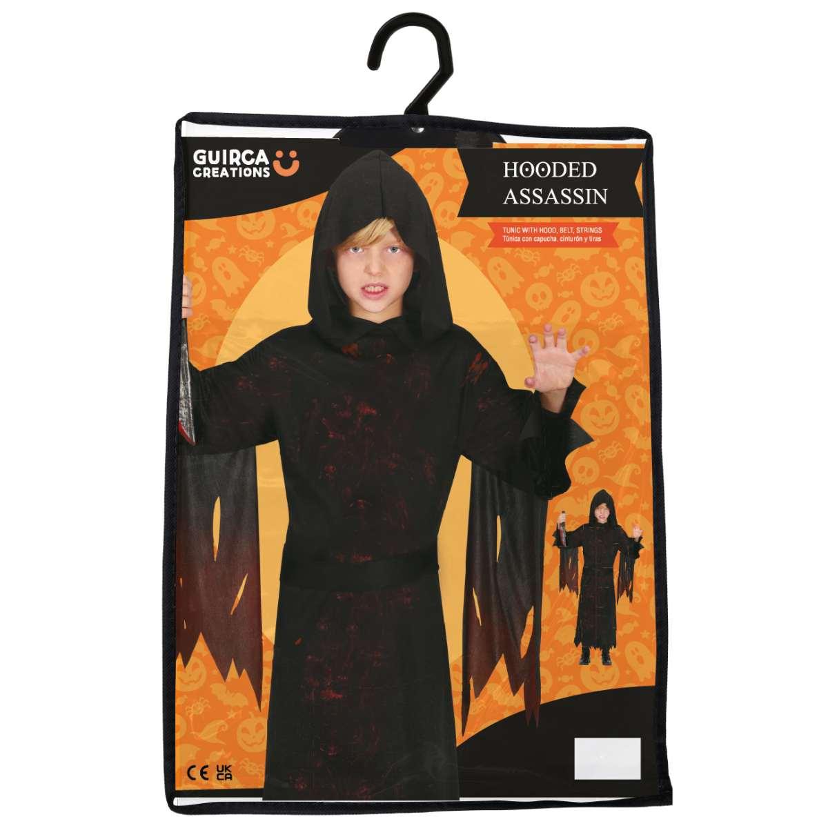 Costume tunica morte nera insanguinata cappuccio