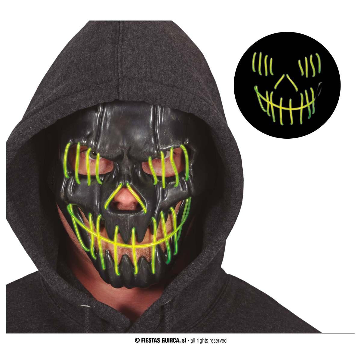 Maschera viso pvc horror luce verde