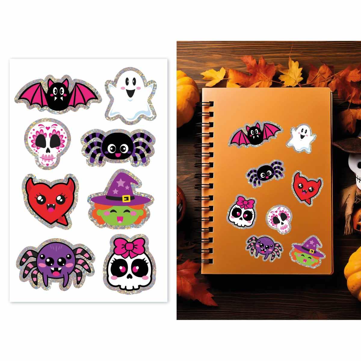 Stickers halloween zucche olografiche Set 8 pz