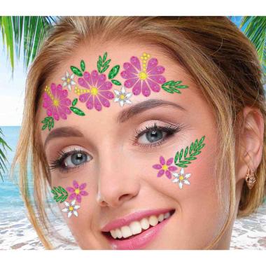 Trucco decorazioni adesive viso fiori strass