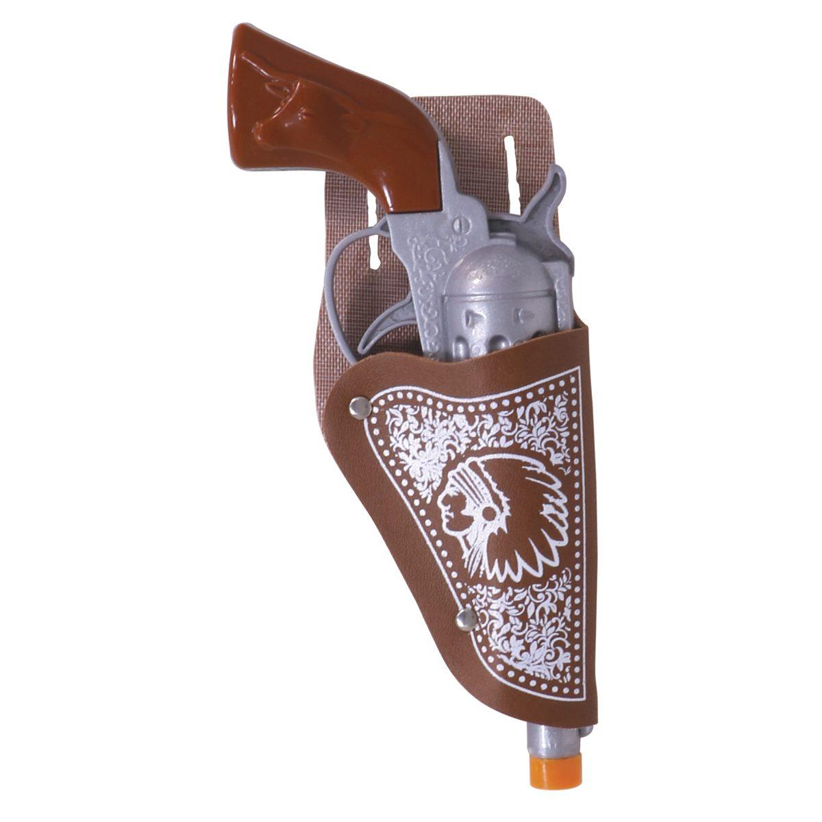 Cinturone cowboy fondina 2 posti pistole marrone