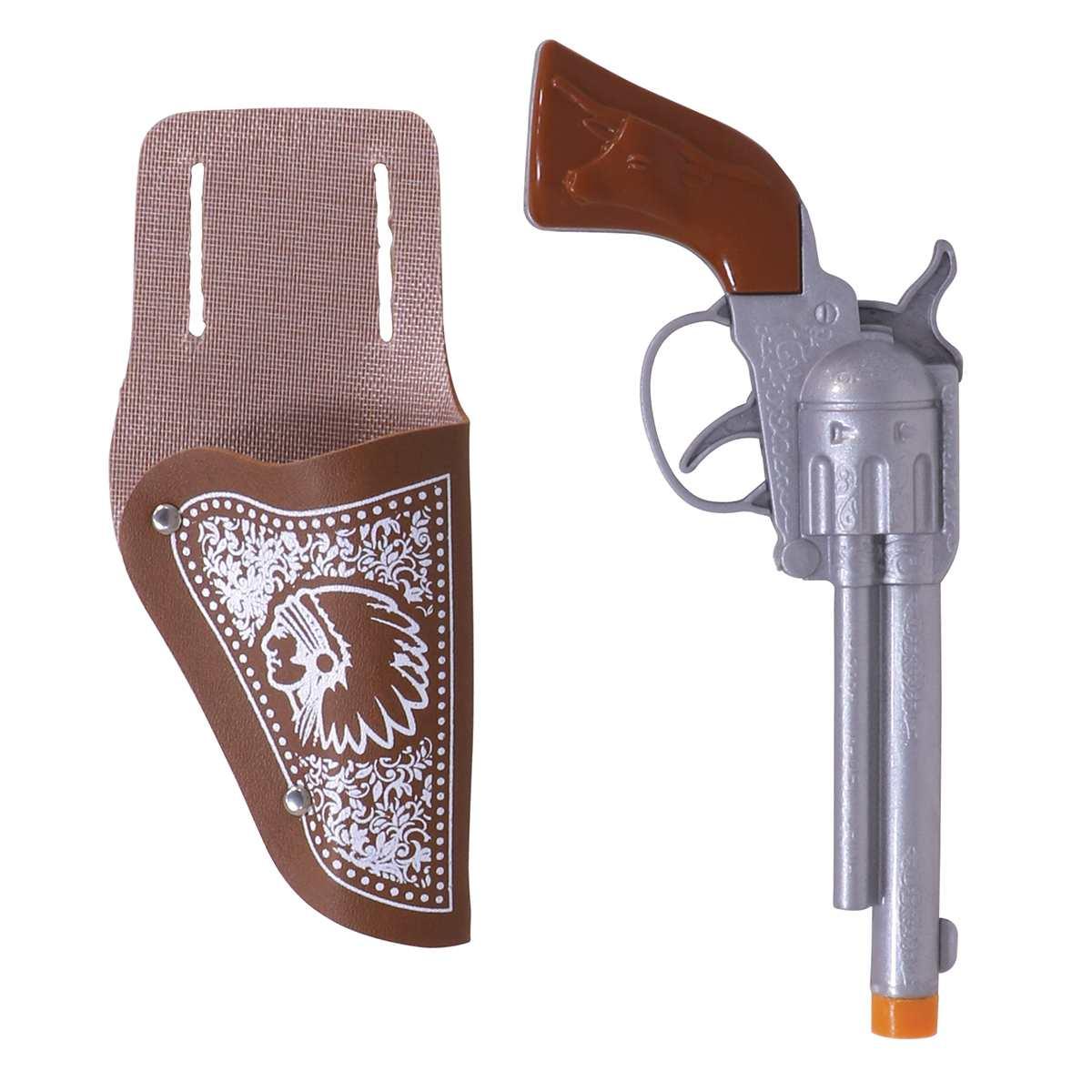 Cinturone cowboy fondina 2 posti pistole marrone