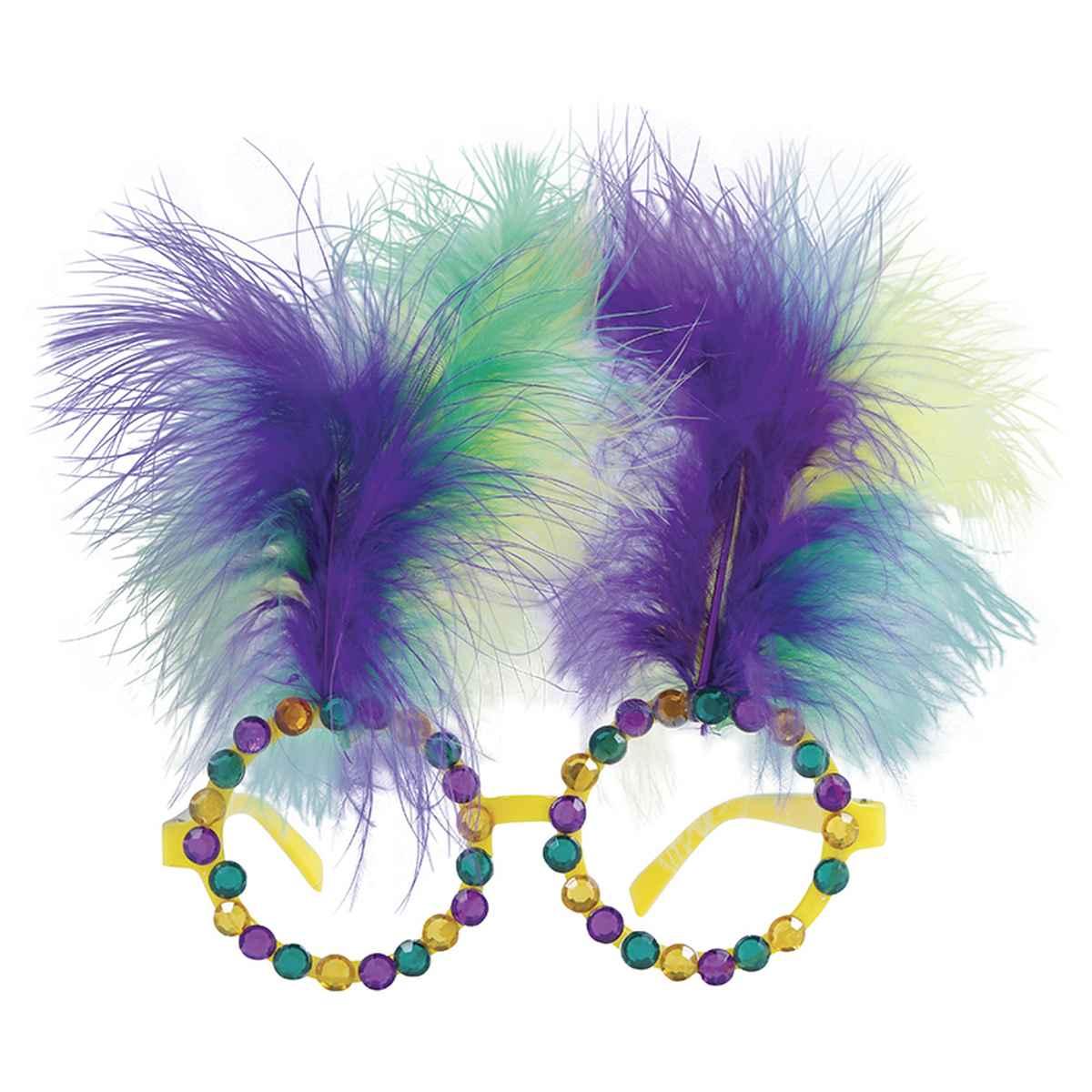 Occhiali multicolor perline piume
