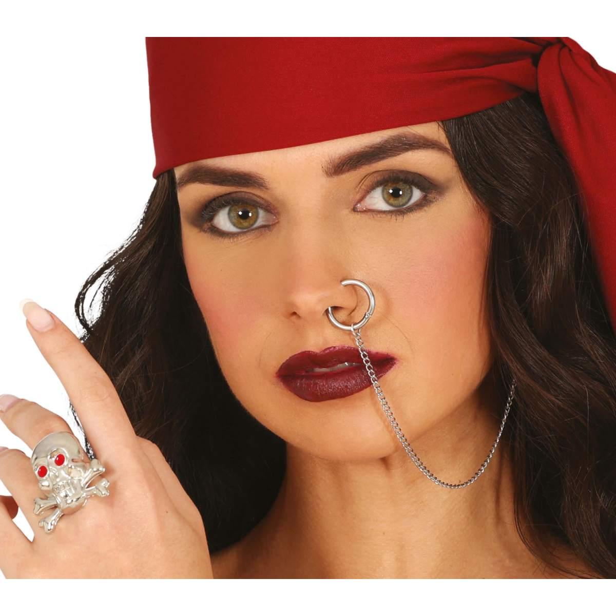 Piercing pirata anello orecchino argento Set 3 pz