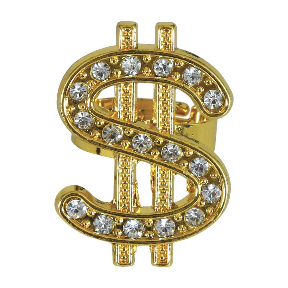 Anello metallo oro dollaro strass
