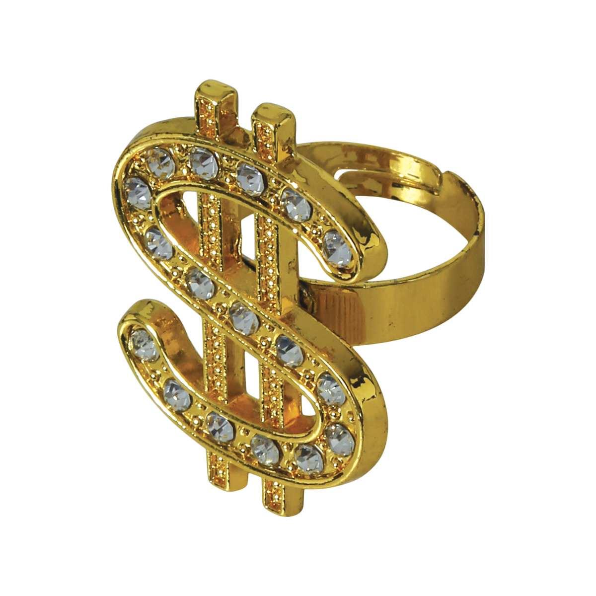 Anello metallo oro dollaro strass