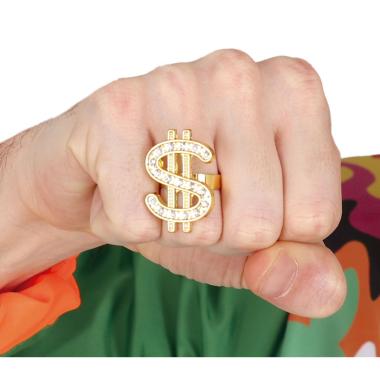 Anello metallo oro dollaro strass