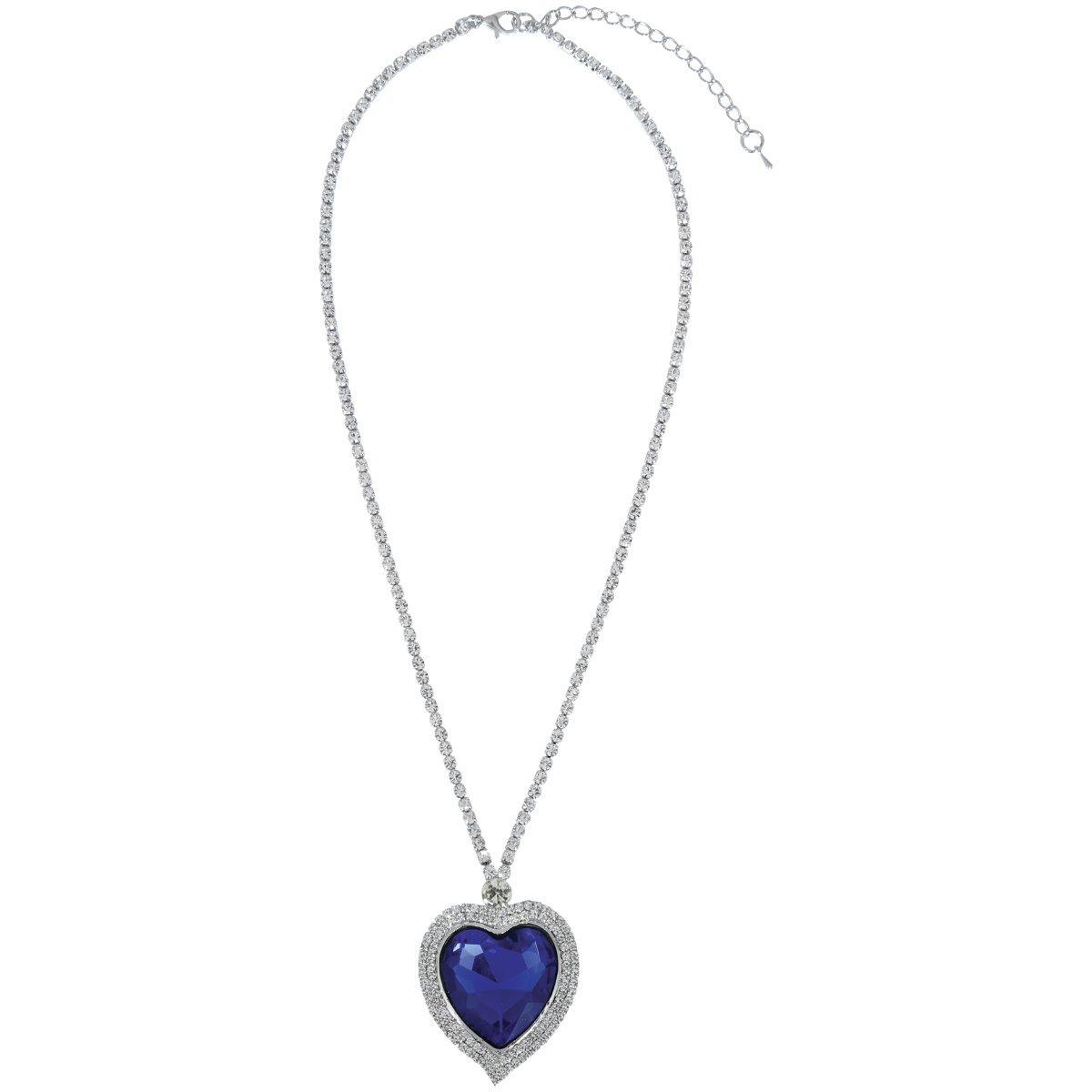 Collana metallo cuore blu
