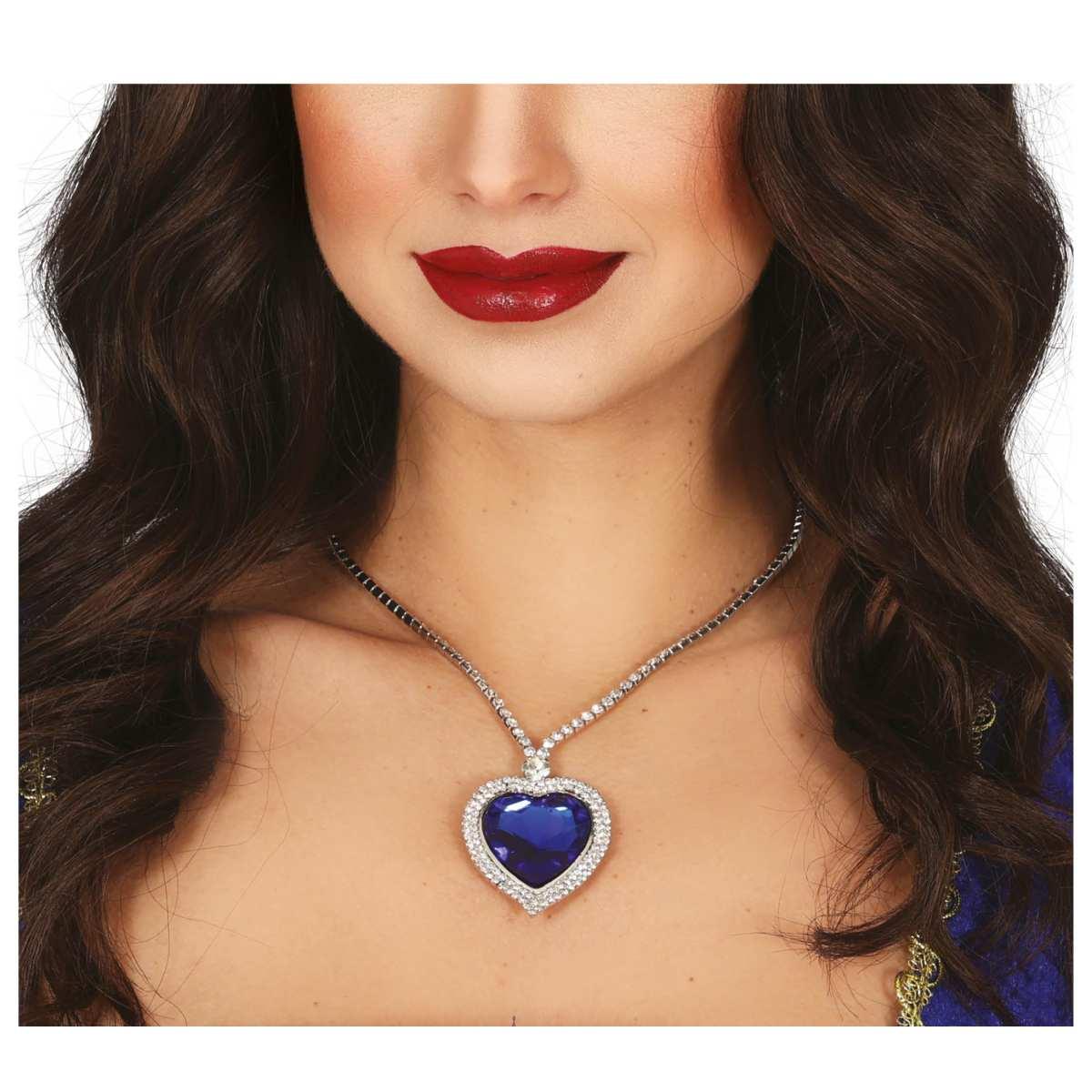 Collana metallo cuore blu