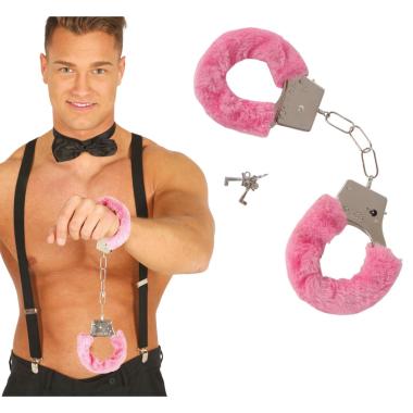 Manette metallo peluche rosa chiave