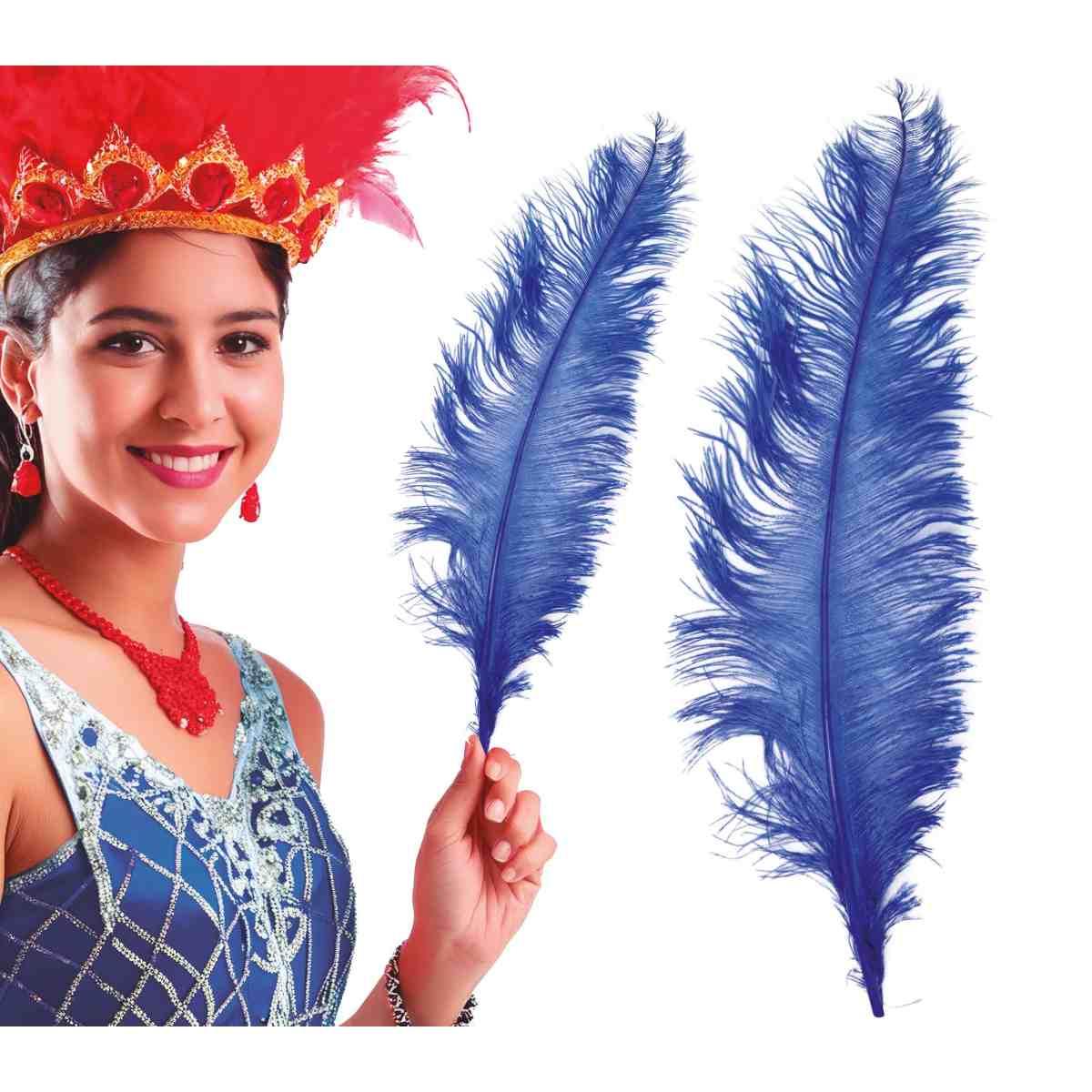 Piuma struzzo 50 blu