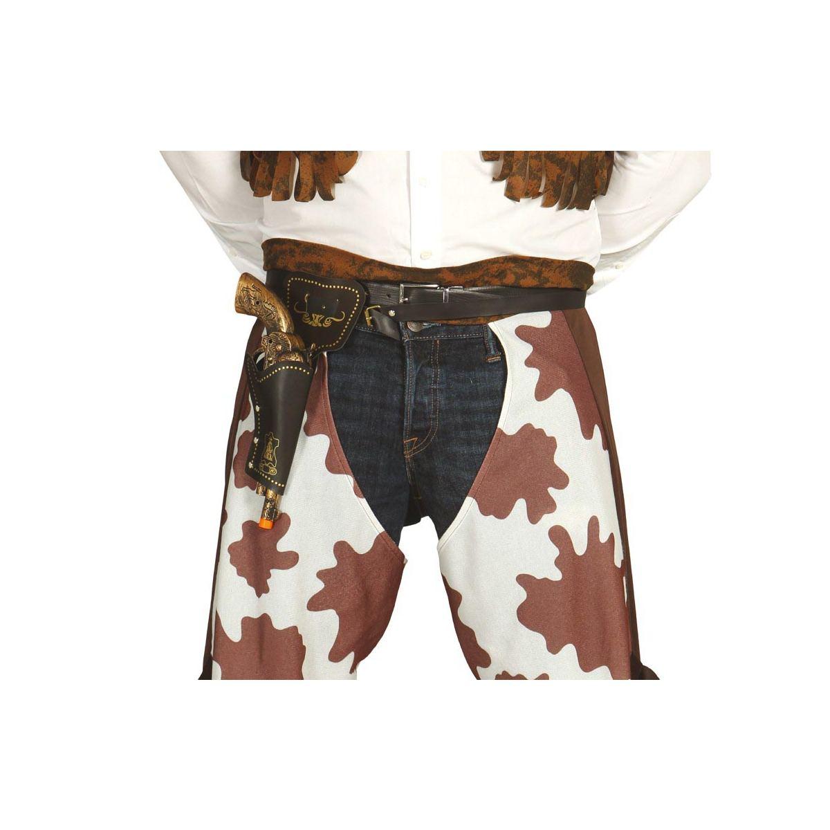 Cinturone cowboy fondina 1 posto similpelle pistola oro