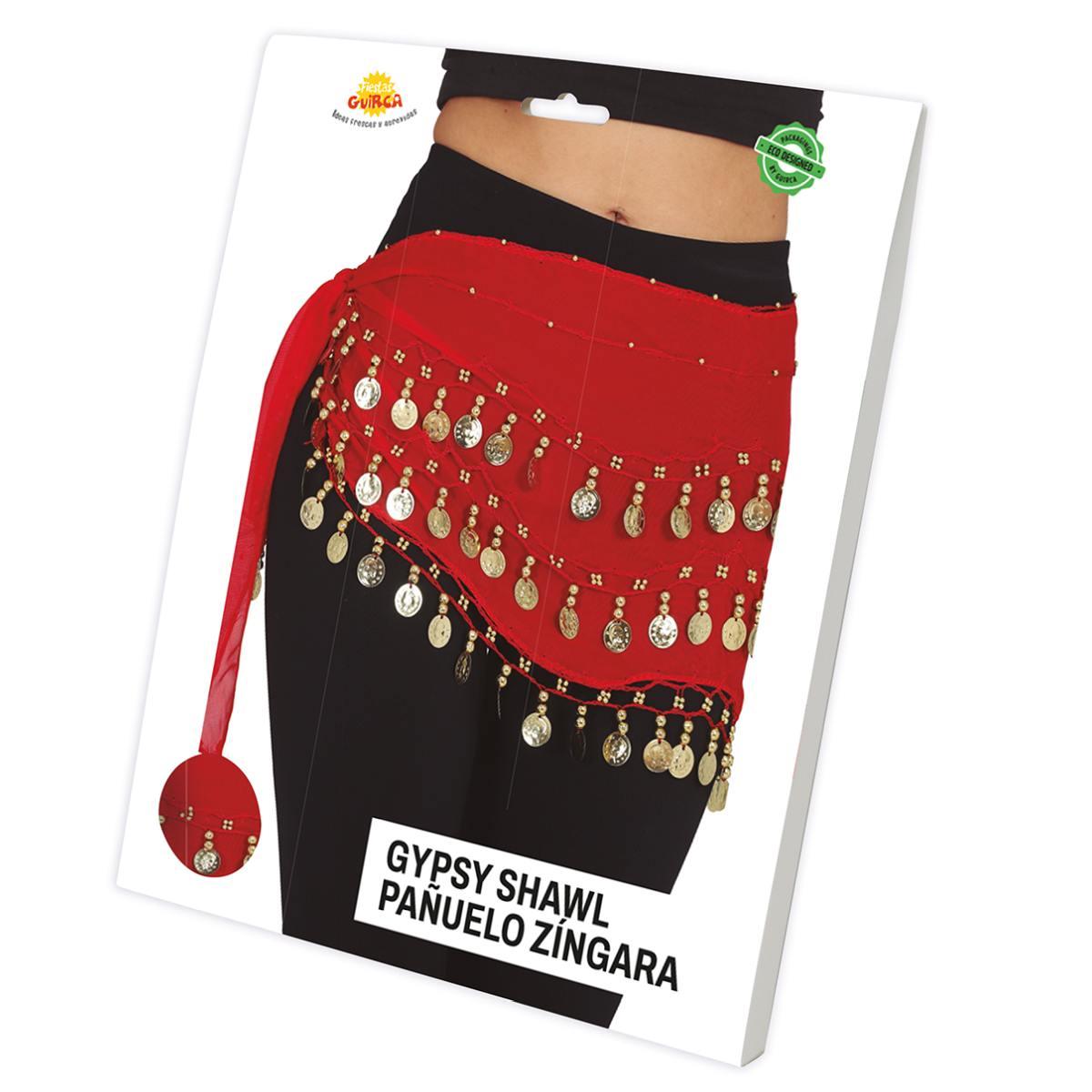 Foulard gitana rosso monete