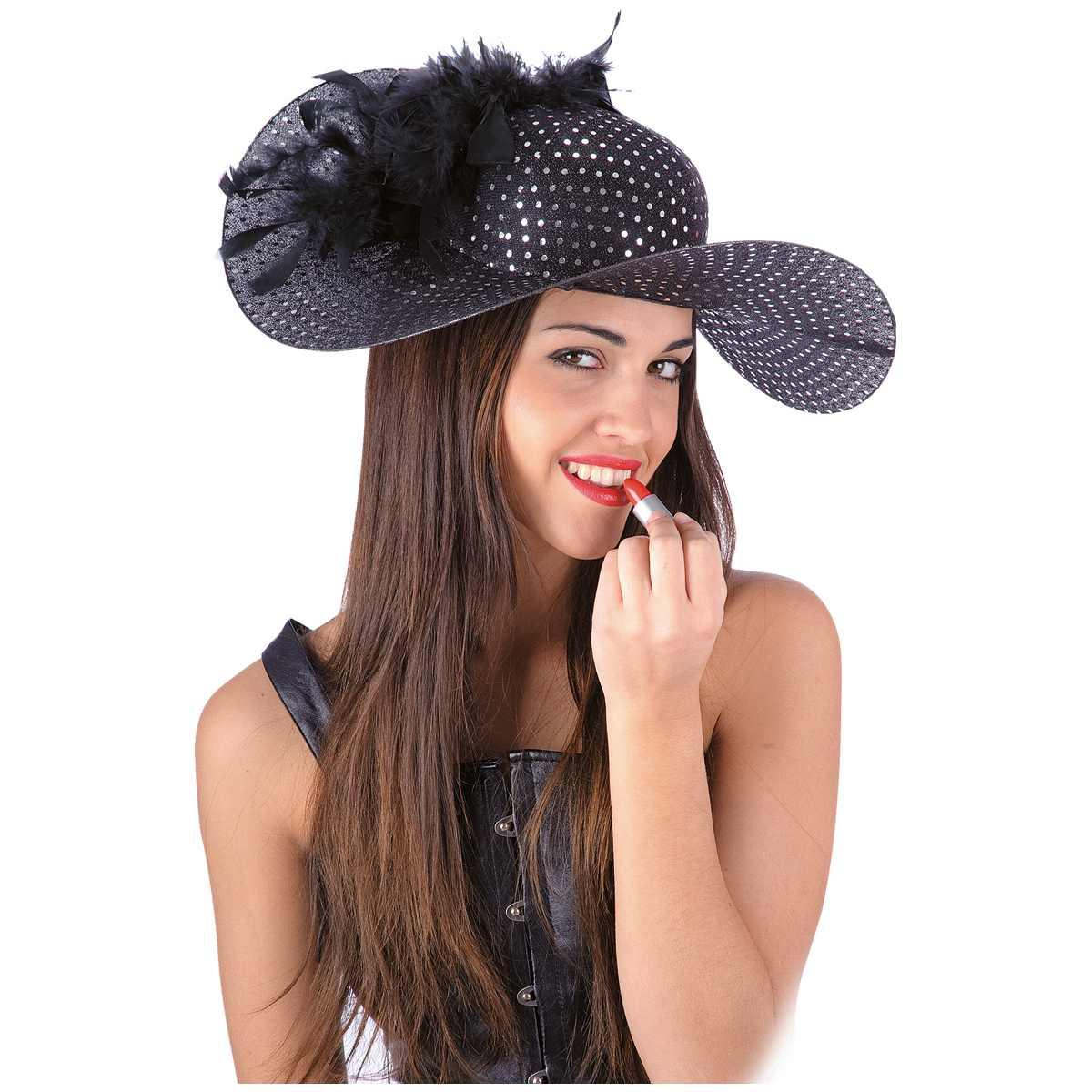 Cappello anni 70 paillettes nero