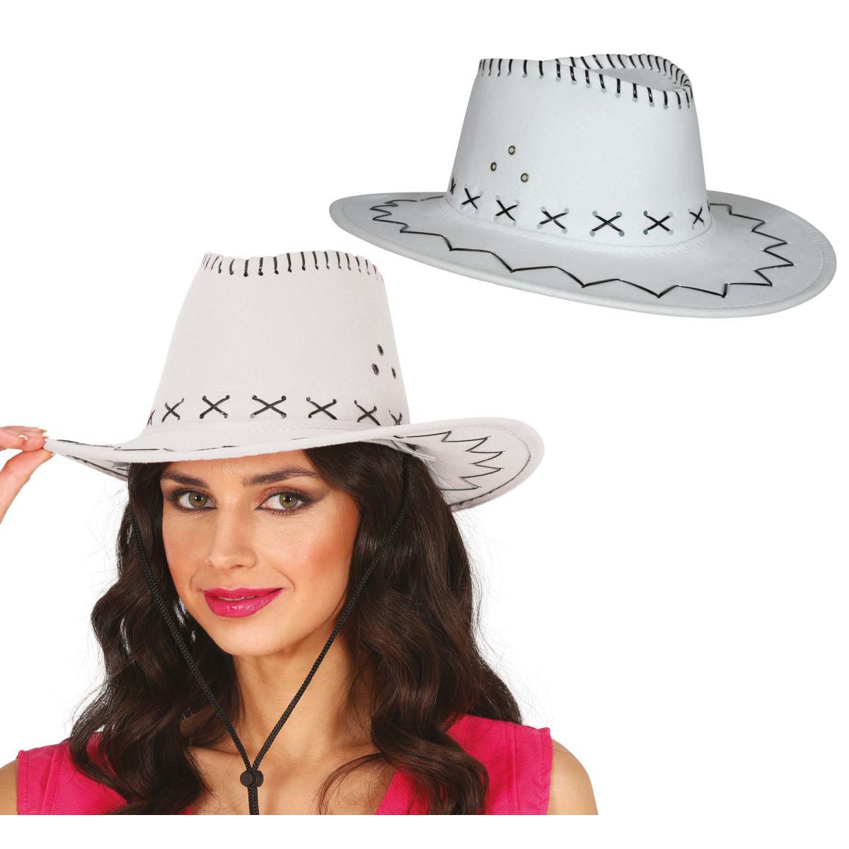Cappello cowboy bianco cuciture