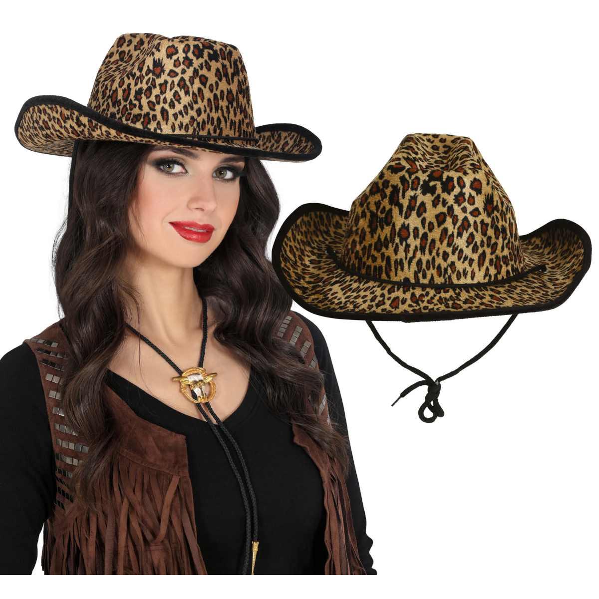 Cappello cowboy feltro leopardato