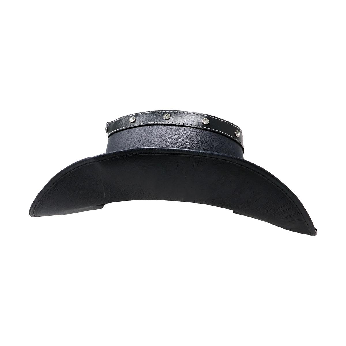 Cappello cowboy nero similpelle teschio