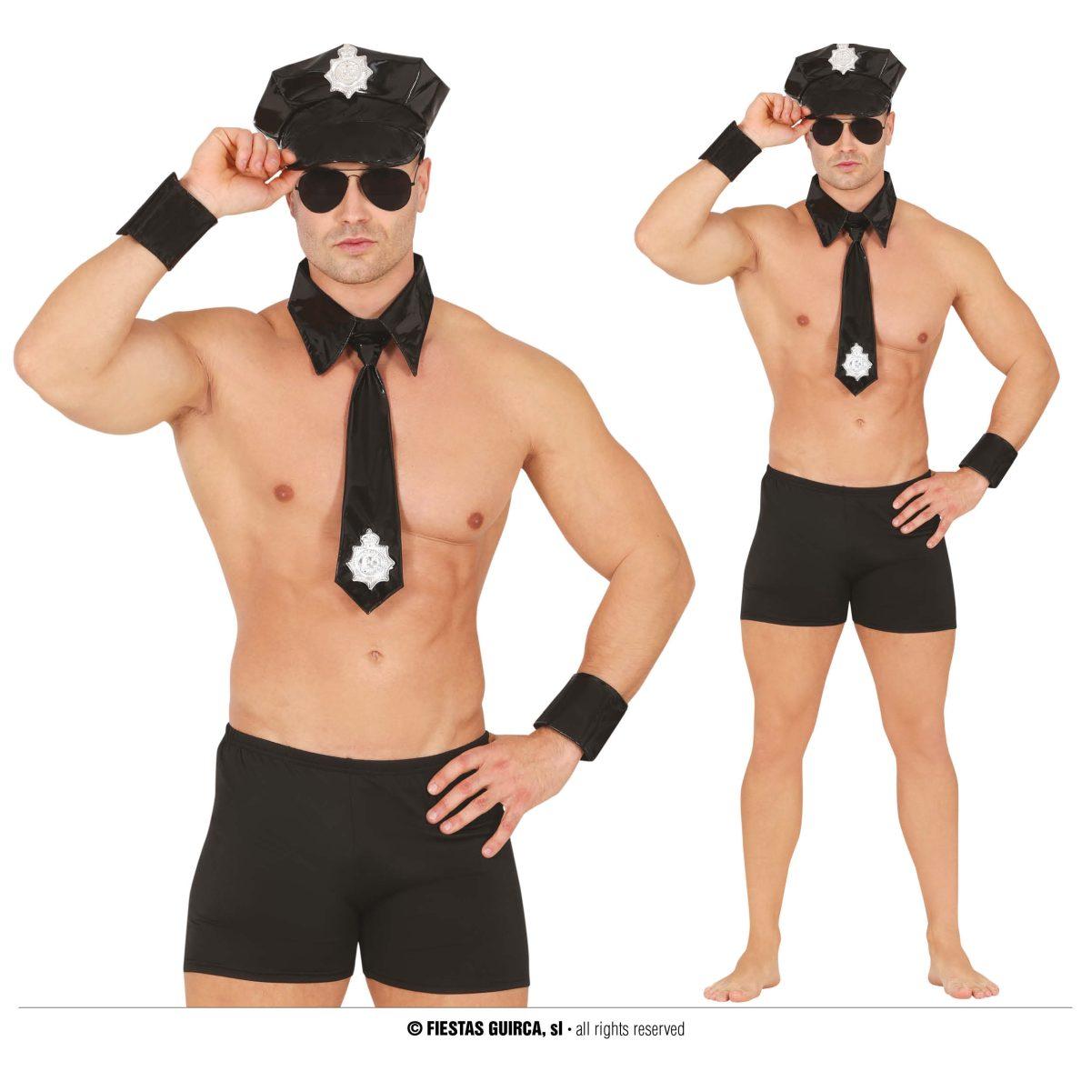 Cappello poliziotto striptease cravatta polsini mutande