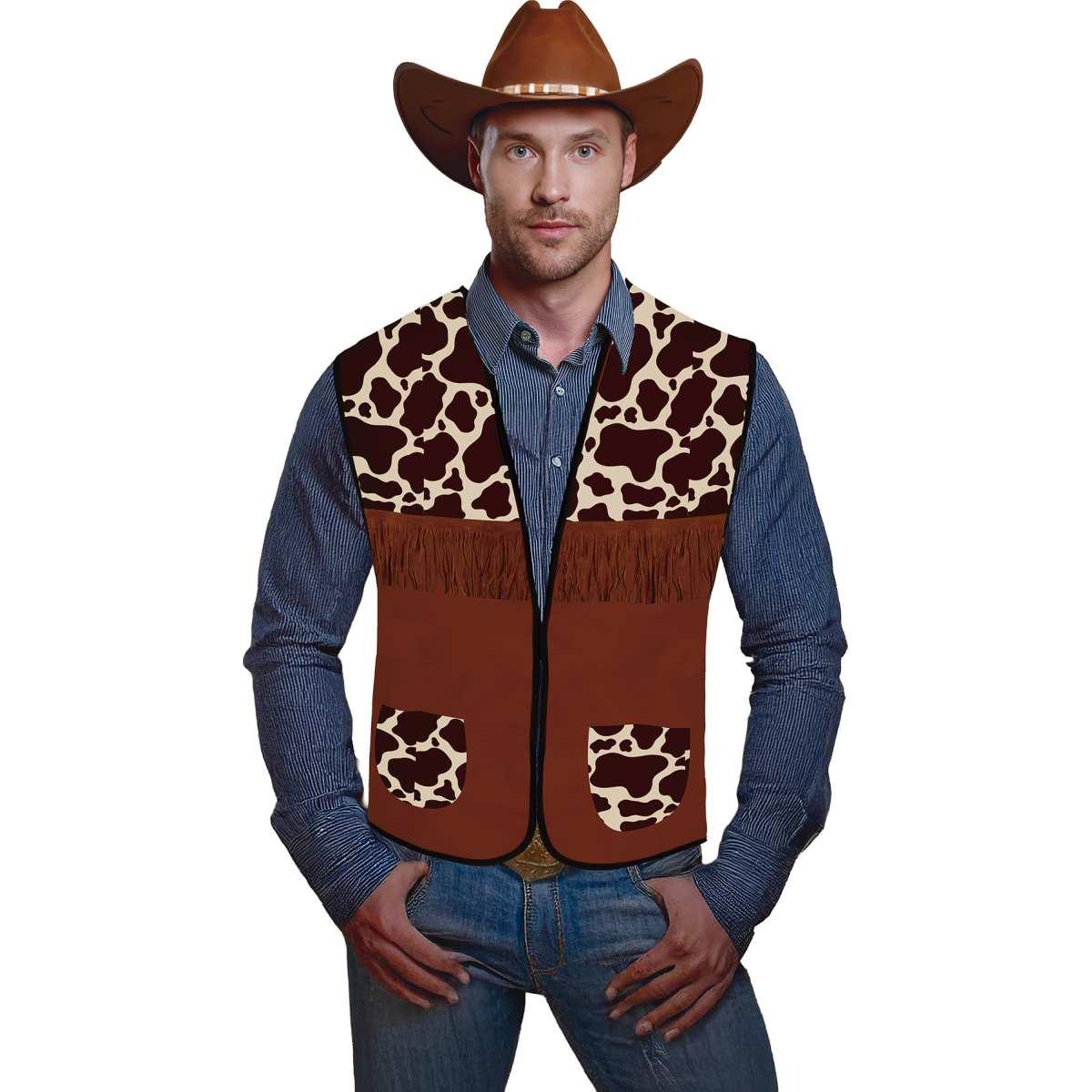 Costume gilet cowboy maculato marrone