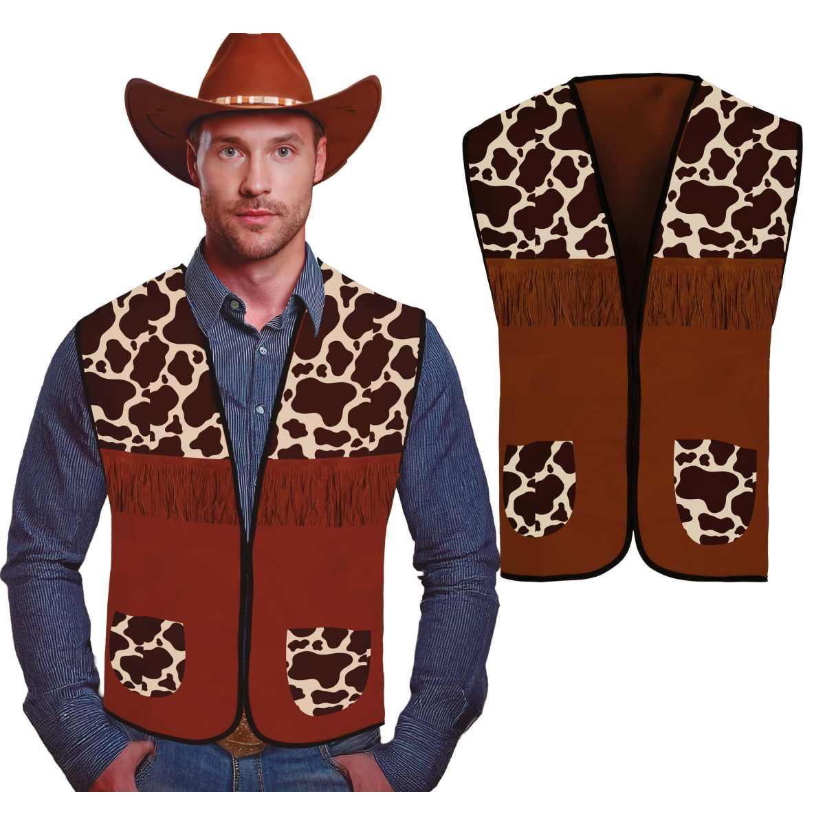 Costume gilet cowboy maculato marrone