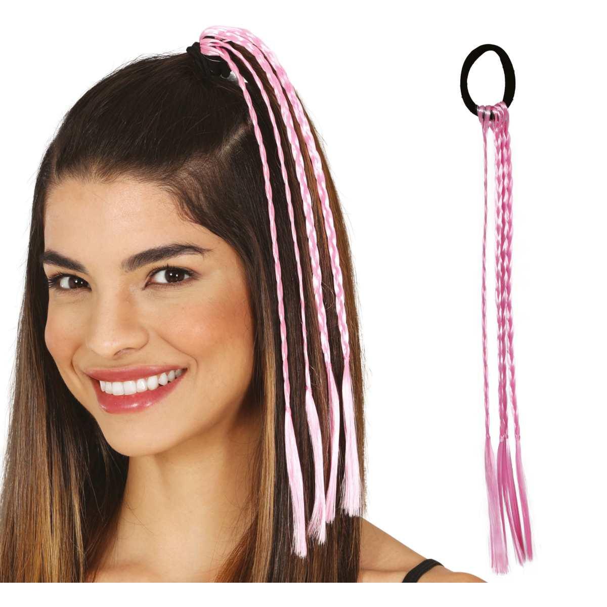 Extension capelli trecce rosa Set 3 pz