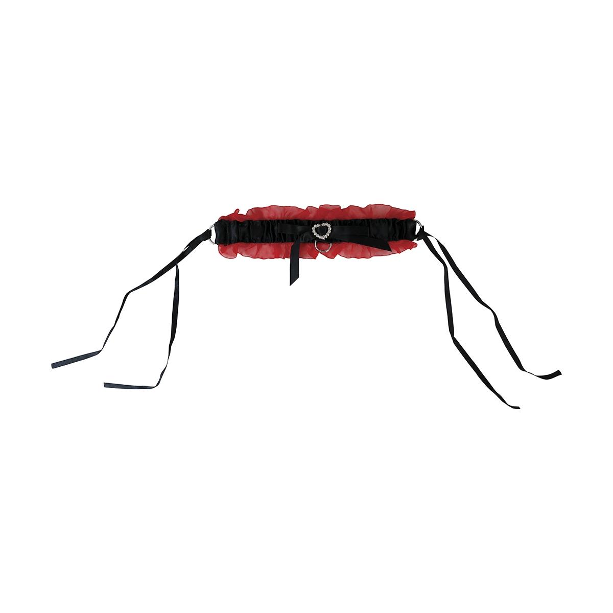 Manette pizzo nero pizzo rosso collarino catene