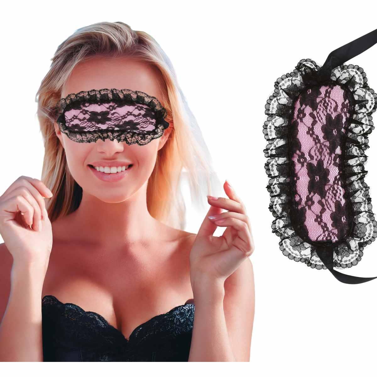 Benda dominatrice rosa pizzo ricamo nero
