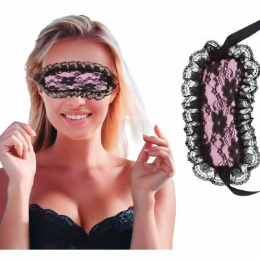 Benda dominatrice rosa pizzo ricamo nero