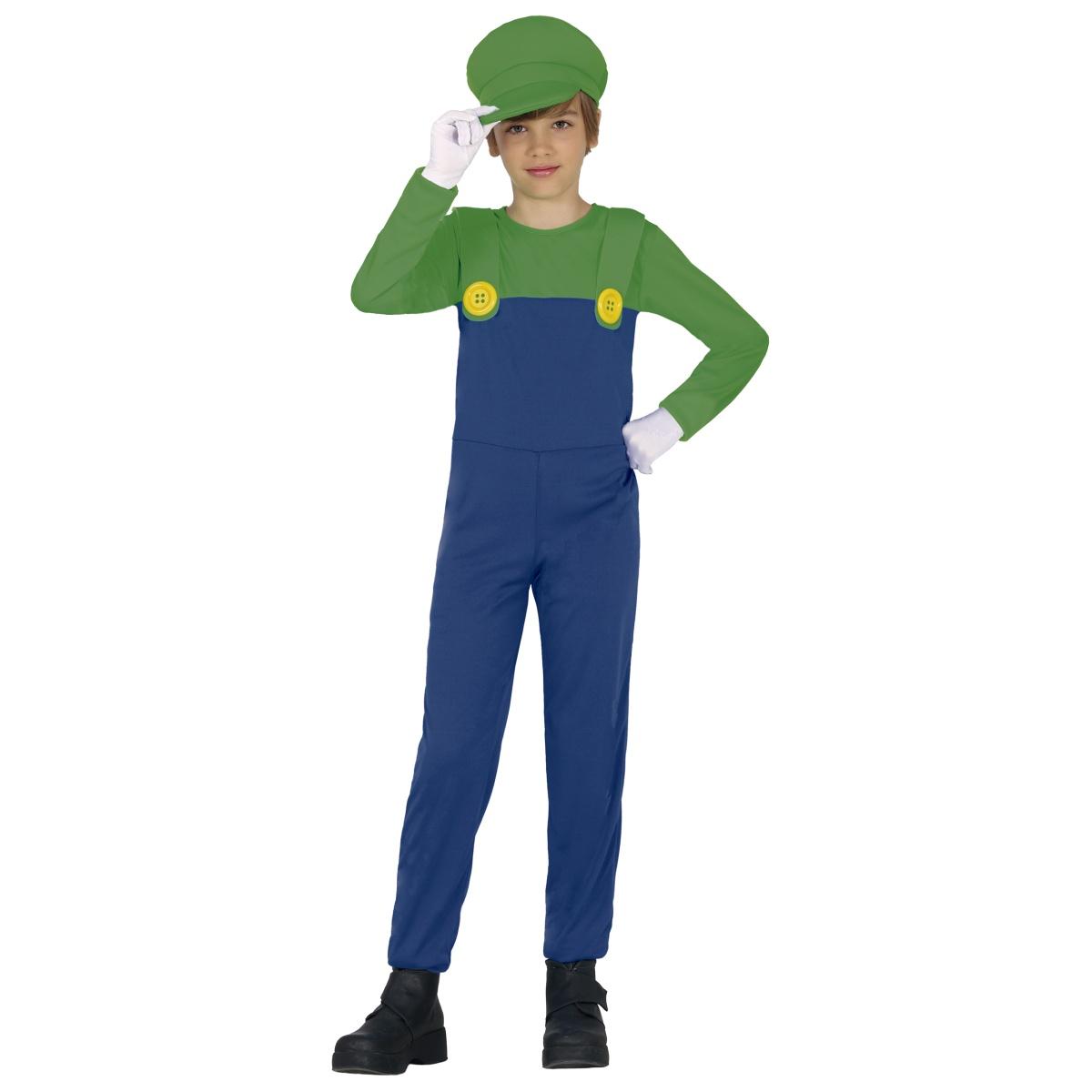 Costume tuta idraulico blu verde luigi salopette