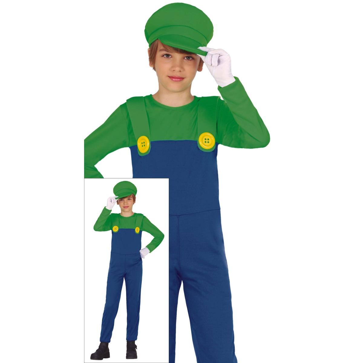 Costume tuta idraulico blu verde luigi salopette