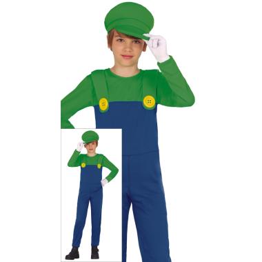 Costume tuta idraulico blu verde luigi salopette