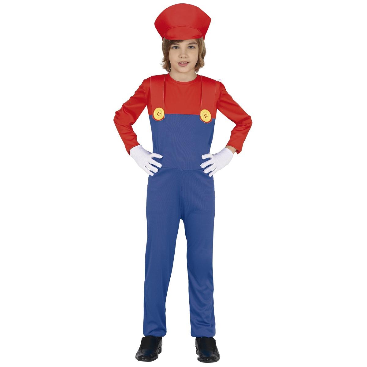 Costume tuta idraulico blu rossa mario salopette