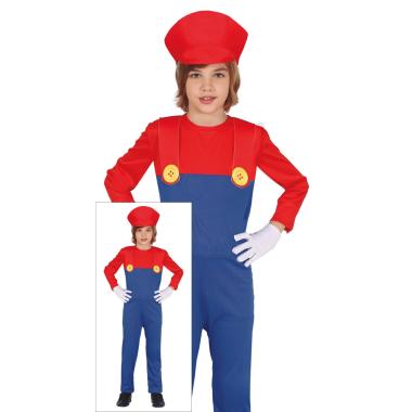 Costume tuta idraulico blu rossa mario salopette