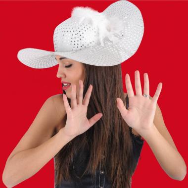 Cappello bianco paillettes