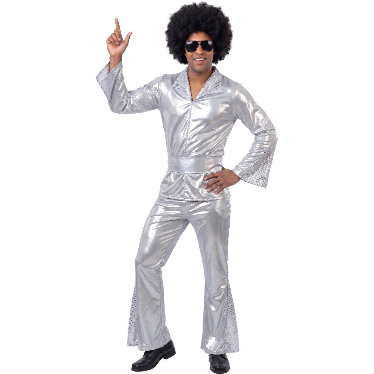 Costume disco anni 70 80 tuta argento
